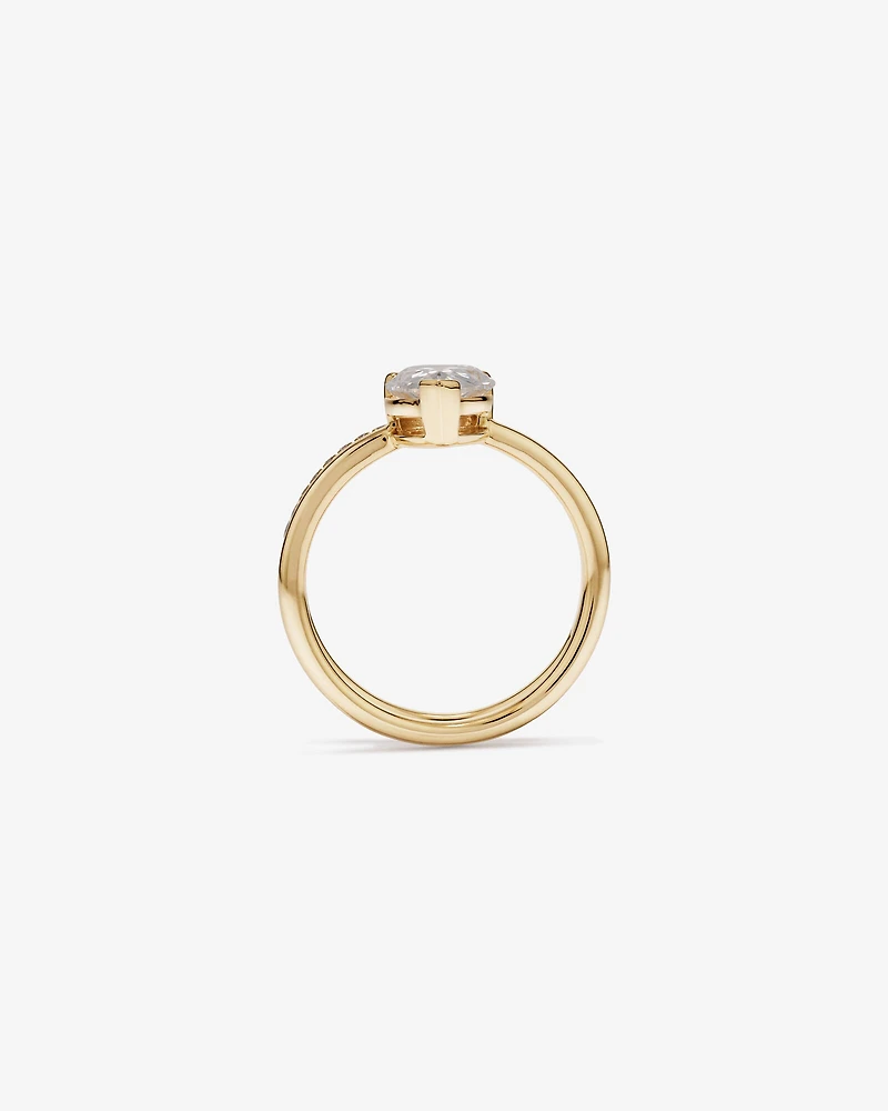 1.87 Carat TW Pear Cut Lab-Grown Diamond Double Band Engagement Ring in 14kt Yellow Gold
