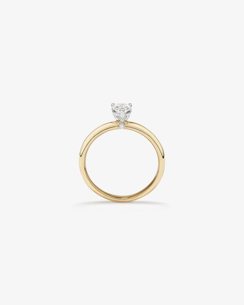 Bague de fiançailles solitaire diamant taille poire certifié TW de 0,70 carat en or jaune et blanc 18 carats