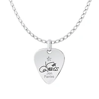 INXS Jon Farriss Engraved Guitar Pick Pendant with Chain in Recycled Sterling Silver