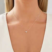 Mini Heart Necklace with .004TW of Diamonds in Silver