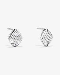 Wavy Ridge Textured Square Stud Earrings in Sterling Silver