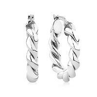 Croissant Twist 15mm Hoop Earrings in Sterling Silver