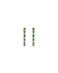 0.22 Carat TW Diamond and Created Emerald Huggie Hoop Earrings in 10kt Yellow Gold