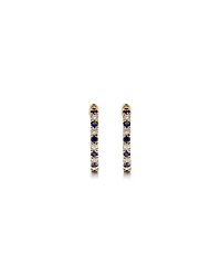 0.22 Carat TW Diamond and Created Sapphire Huggie Hoop Earrings in 10kt Yellow Gold