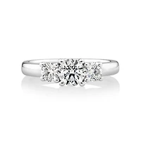 1.00 Carat TW Three Stone Round Brilliant Diamond Engagement Ring in 14kt Yellow and White Gold