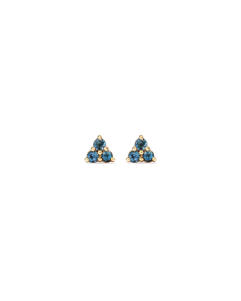 London Blue Topaz Trio Stud Earrings in 10kt Yellow Gold