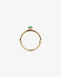 Oval Cut Green Emerald Gemstone and 0.08 Carat TW Diamond Halo Ring in 10kt Yellow Gold