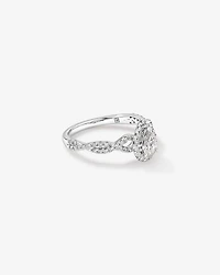 0.75 Carat TW Pear Cut Diamond Halo Twist Engagement Ring in 14kt White Gold
