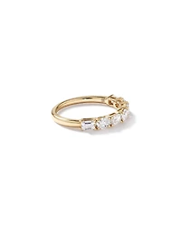 1.05 Carat TW Prong Set Emerald and Oval Cut Lab-Grown Diamond Wedding Band in 14kt Yellow Gold