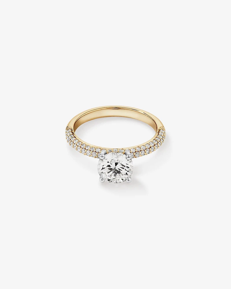 1.95 Carat TW Round Brilliant Laboratory-Grown Diamond Solitaire Side Accent Engagement Ring in 14kt White Gold