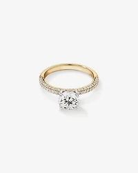 1.95 Carat TW Round Brilliant Laboratory-Grown Diamond Solitaire Side Accent Engagement Ring in 14kt White Gold