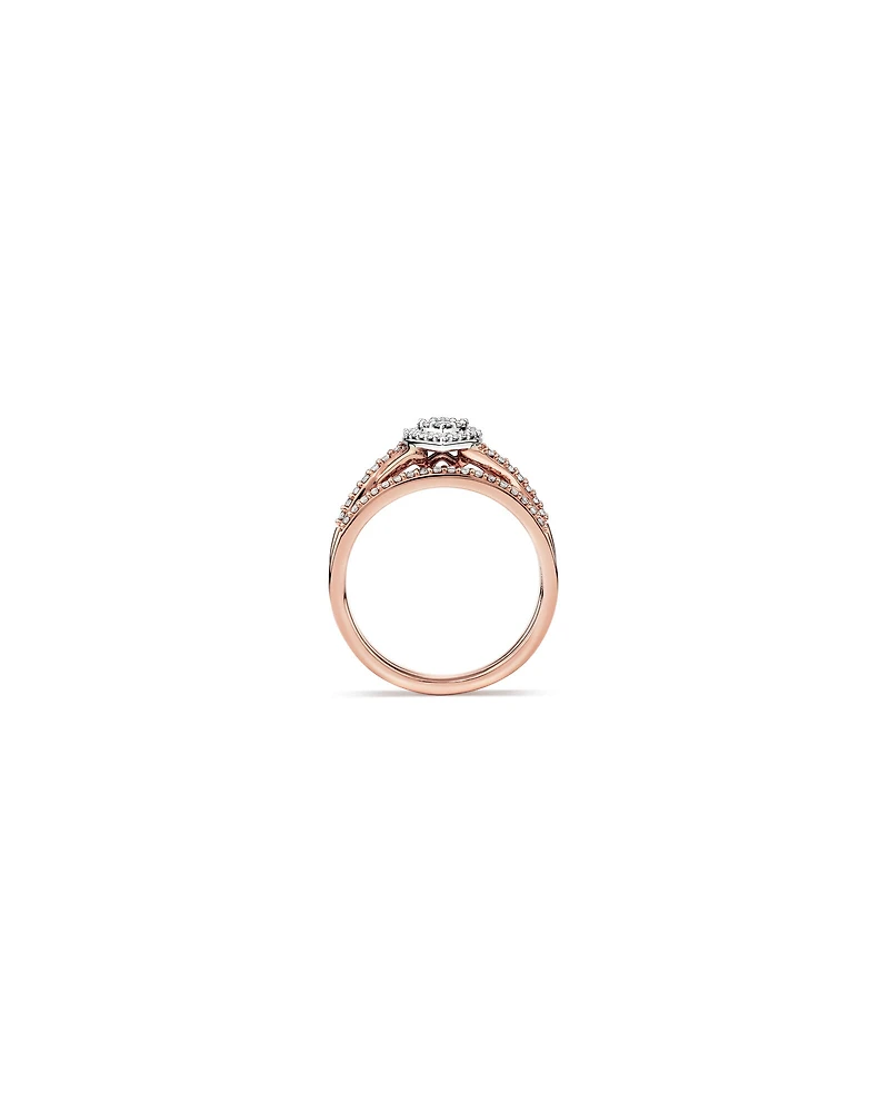 Bridal Set with 0.38 Carat TW of Diamonds in 14kt Rose and White Gold