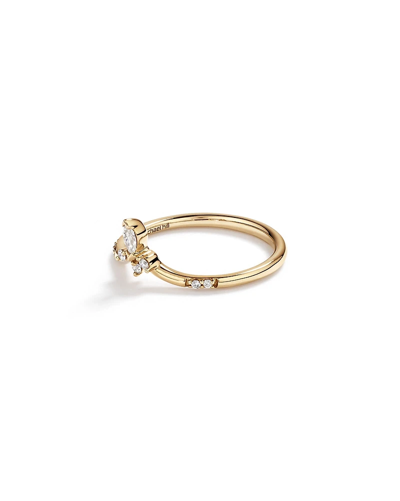0.14 Carat TW Round Brilliant and Marquise Diamond Contoured Wedding Band in 14kt Yellow Gold