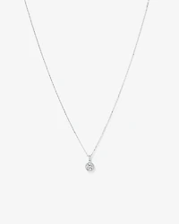 Round Brilliant Cubic Zirconia Halo Pendant Necklace in Sterling Silver