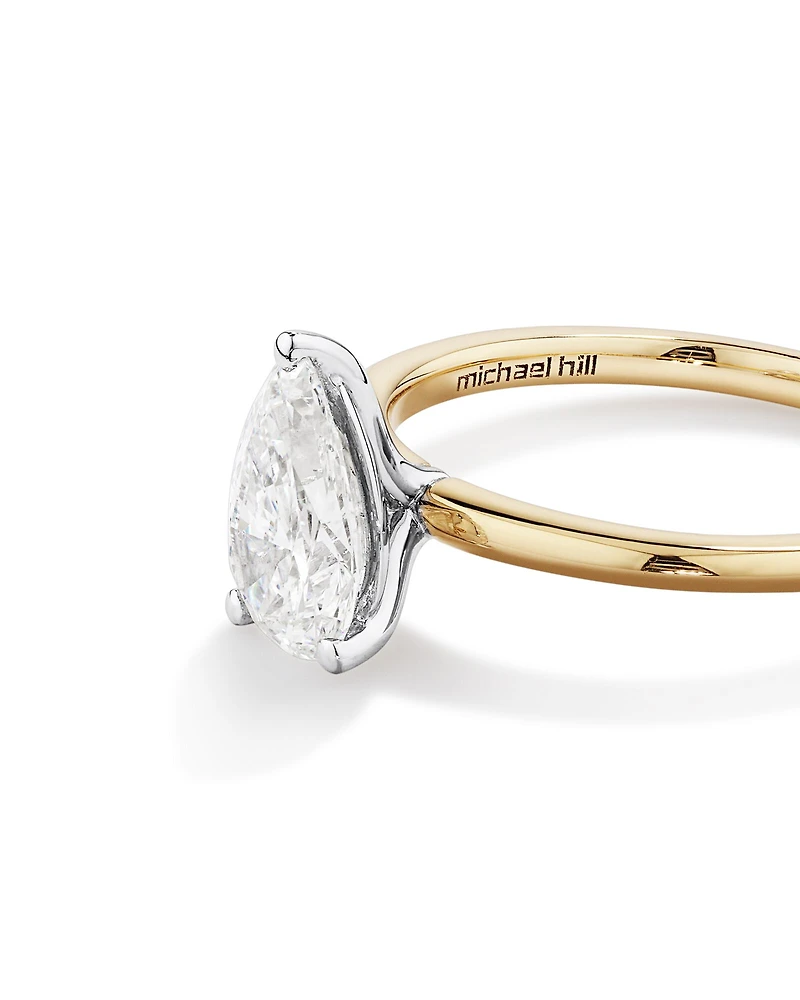 1.25 Carat TW Pear Laboratory-Grown Diamond Solitaire Engagement ring in 14kt Yellow and White Gold
