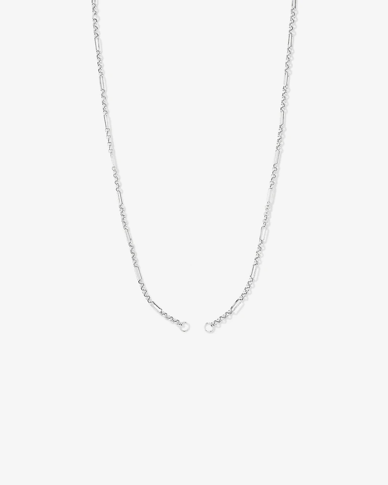 60cm (24") Paperclip 7 and 1 Alternating Open Pendant Chain in Sterling Silver