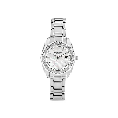 Women's Mother of Pearl Watch with 0.28 Carat TW of Diamonds in Stainless Steel
