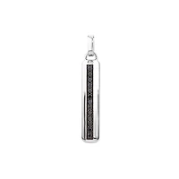 Pendentif pour hommes en pavé de diamants noirs sur chaîne en argent sterling
