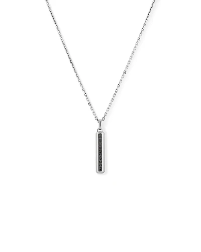 Pendentif pour hommes en pavé de diamants noirs sur chaîne en argent sterling
