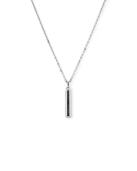 Pendentif pour hommes en pavé de diamants noirs sur chaîne en argent sterling