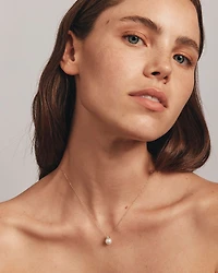 Cultured Freshwater Pearl and Diamond Pendant in 10kt Yellow Gold