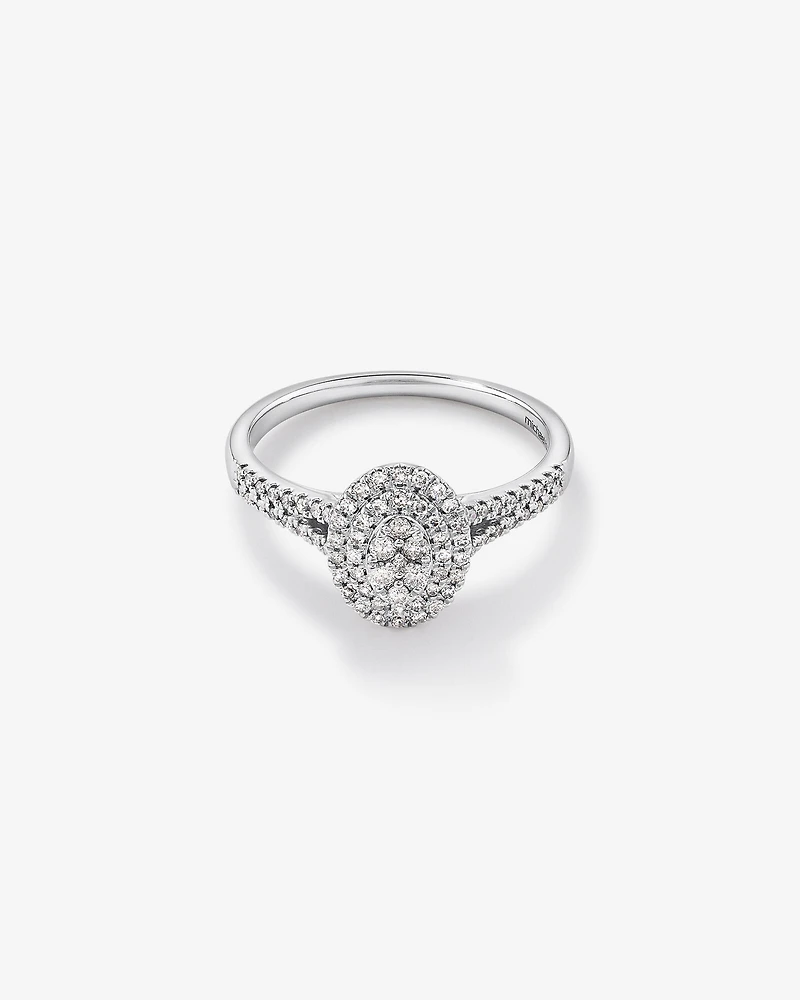 0.30 Carat TW Oval Cluster Halo Diamond Ring in 10kt White Gold