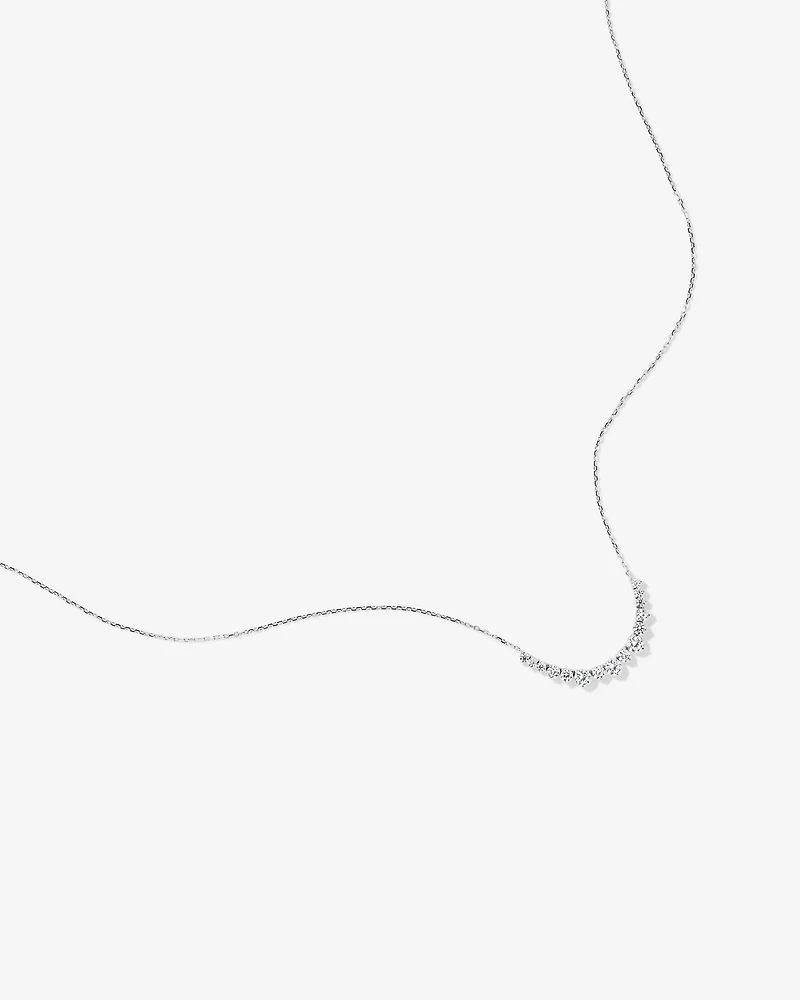 Graduated Round Cubic Zirconia Necklace in Sterling Silver