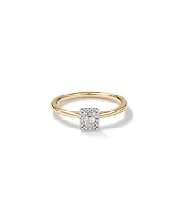 0.31 Carat TW Emerald Cut Diamond Halo Engagement Ring in 14kt Yellow and White Gold