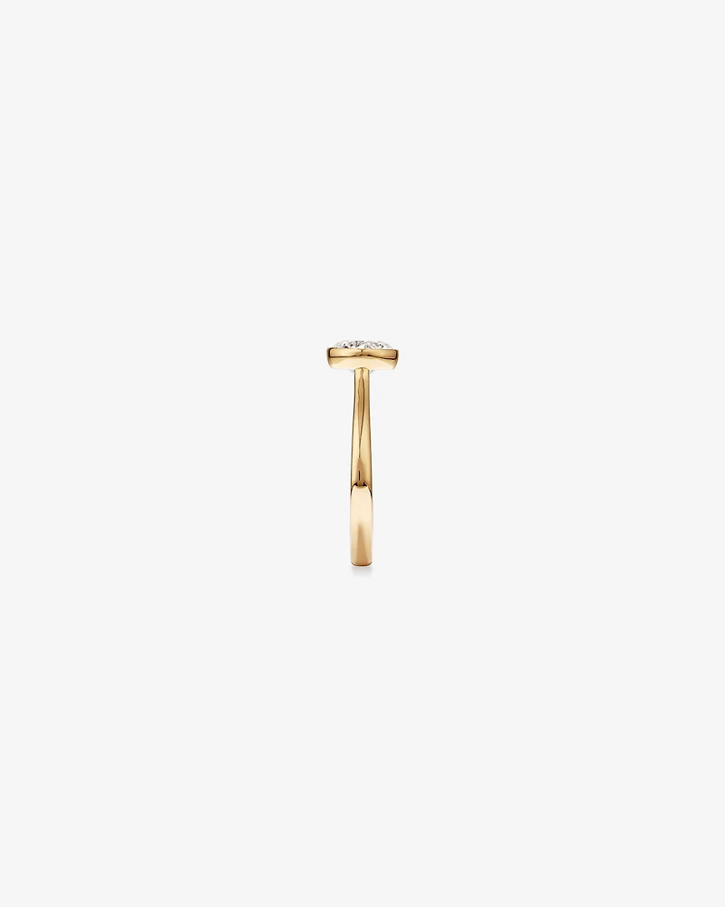 Bague de fiançailles solitaire sertie clos en diamant rond brillant de 1,25 carat TW, en or jaune 14 kt