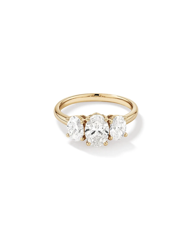 2 Carat Three Stone Oval Laboratory-Grown Diamond Engagement Ring In 14kt White Gold