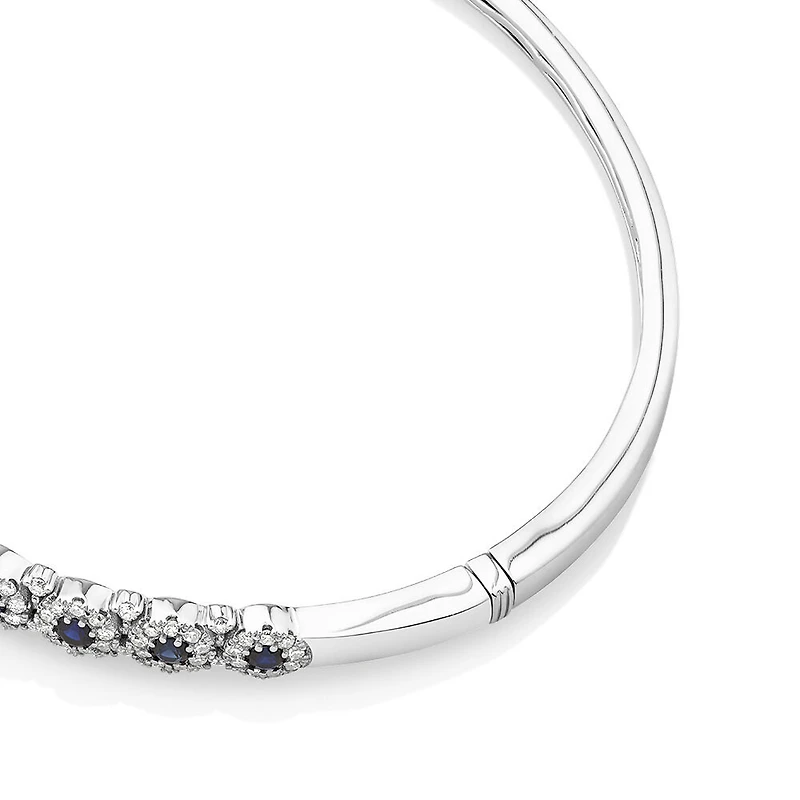 Bubble Bangle with Sapphire and 1.03 Carat TW Diamonds in 14kt White Gold