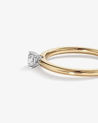 Bague de Fiançailles Solitaire en Diamant Rond Brillant 0,22 Carat TW avec Halo Caché en Or Jaune et Blanc 14 kt
