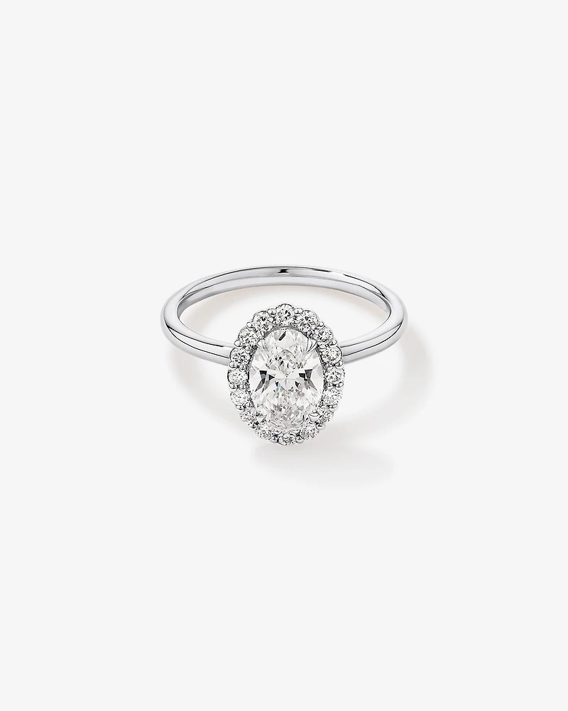 1.46 Carat TW Oval Cut Laboratory-Grown Diamond Halo Engagement Ring in 14kt Rose and White Gold