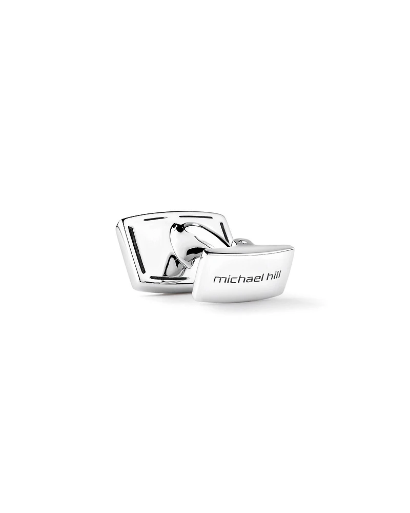 Boutons de manchette rectangulaires argentés pour homme
