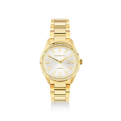 Ladies 0.40 Carat TW Diamond Quartz Watch in Yellow Gold Tone Stainless Steel