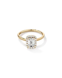 Bague De Fiançailles Halo En Diamant De Laboratoire Taille Émeraude De 1,46 Carat Poids Total En Or Jaune Et Blanc 14 Carats