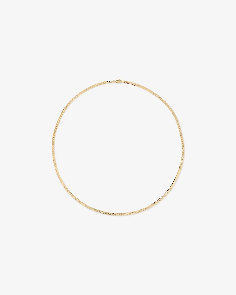 55cm (22") 3.75mm Width Solid Flat Bevelled Curb Chain in 10kt Yellow Gold