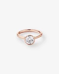 Bague De Fiançailles En Diamant De Laboratoire Rond Brillant De 1,25 Carat Poids Total, Sertie Dans Un Chaton En Or Jaune 14 Carats