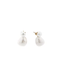 Pendants d'oreilles en barre de 6 à 6,5 mm en or jaune 10 K avec perles baroques d'eau douce de culture