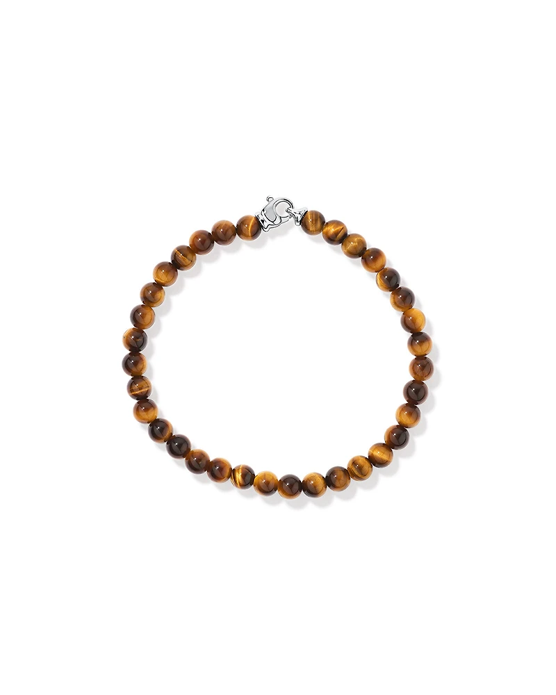 21cm Tiger's Eye Bead Bracelet in Sterling Silver