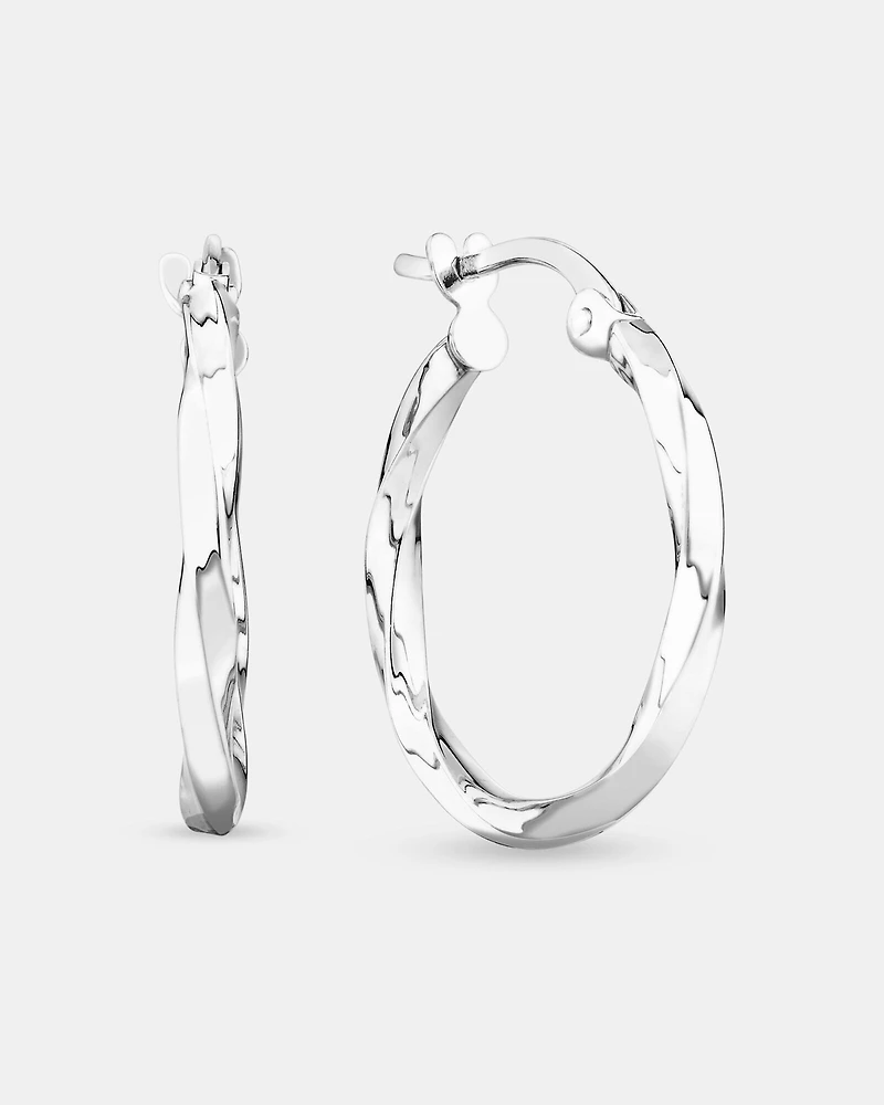 15mm Square Twist Hoop Earrings in 10kt Rose Gold