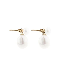 Pendants d'oreilles en barre de 6 à 6,5 mm en or jaune 10 K avec perles baroques d'eau douce de culture