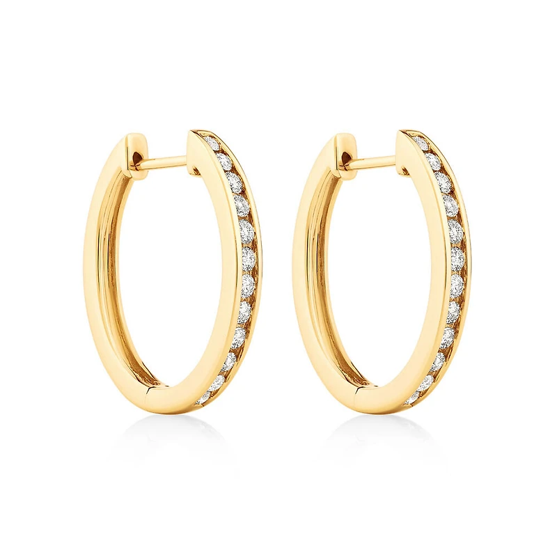 Huggie Earrings with 0.50 Carat TW of Diamonds in 10kt Rose Gold