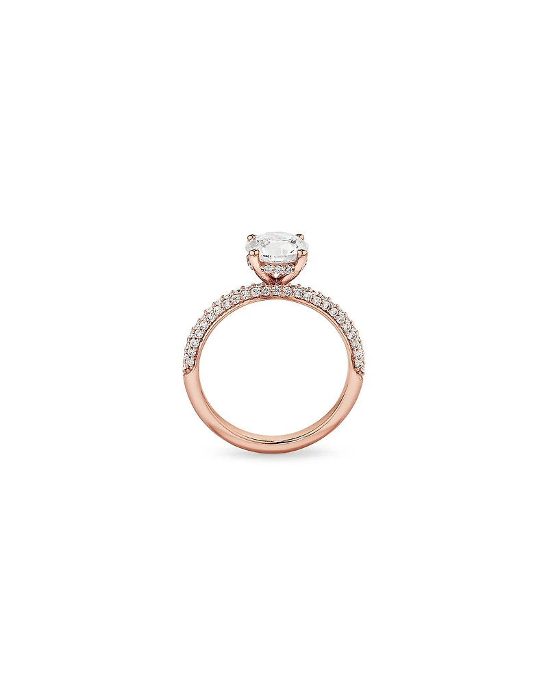 1.95 Carat TW Round Brilliant Laboratory-Grown Diamond Solitaire Side Accent Engagement Ring in 14kt White Gold