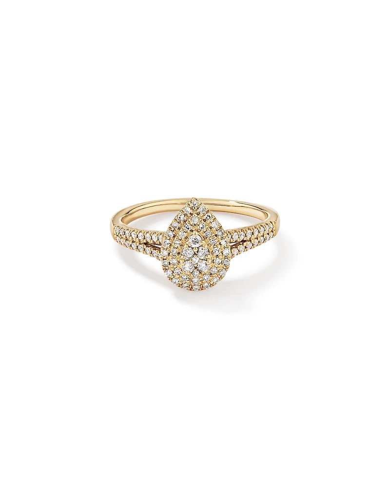 0.30 Carat TW Pear Cluster Halo Diamond Ring in 10kt White Gold