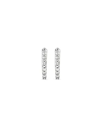 0.13 Carat TW Diamond Dot Dash Mini Hoop Earrings in 10kt White Gold