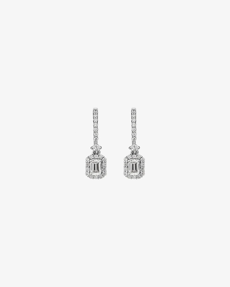 0.62 Carat TW Laboratory-Grown Diamond Emerald Cut Drop Earrings set in 10kt White Gold