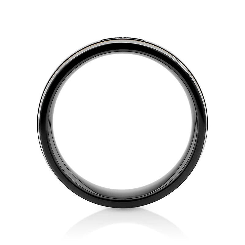 Black Diamond Ring Titanium with 10kt Yellow Gold Inlays