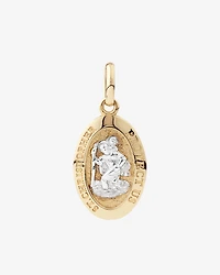 St Christopher Pendant in 10kt Yellow & White Gold