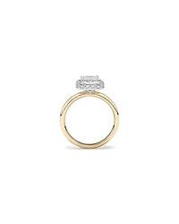 Carat TW Emerald Cut Laboratory-Grown Diamond Halo Engagement Ring in 14kt Yellow and White Gold